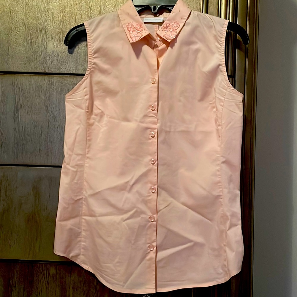 Light pink/blush pink sleeveless blouse